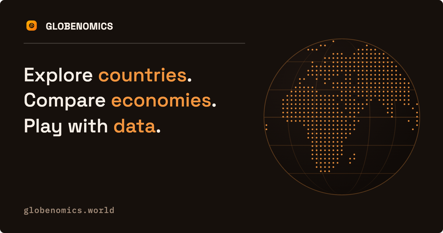 I built an explorable 3D globe of the world economy – click any country, get its economy, or play  logo